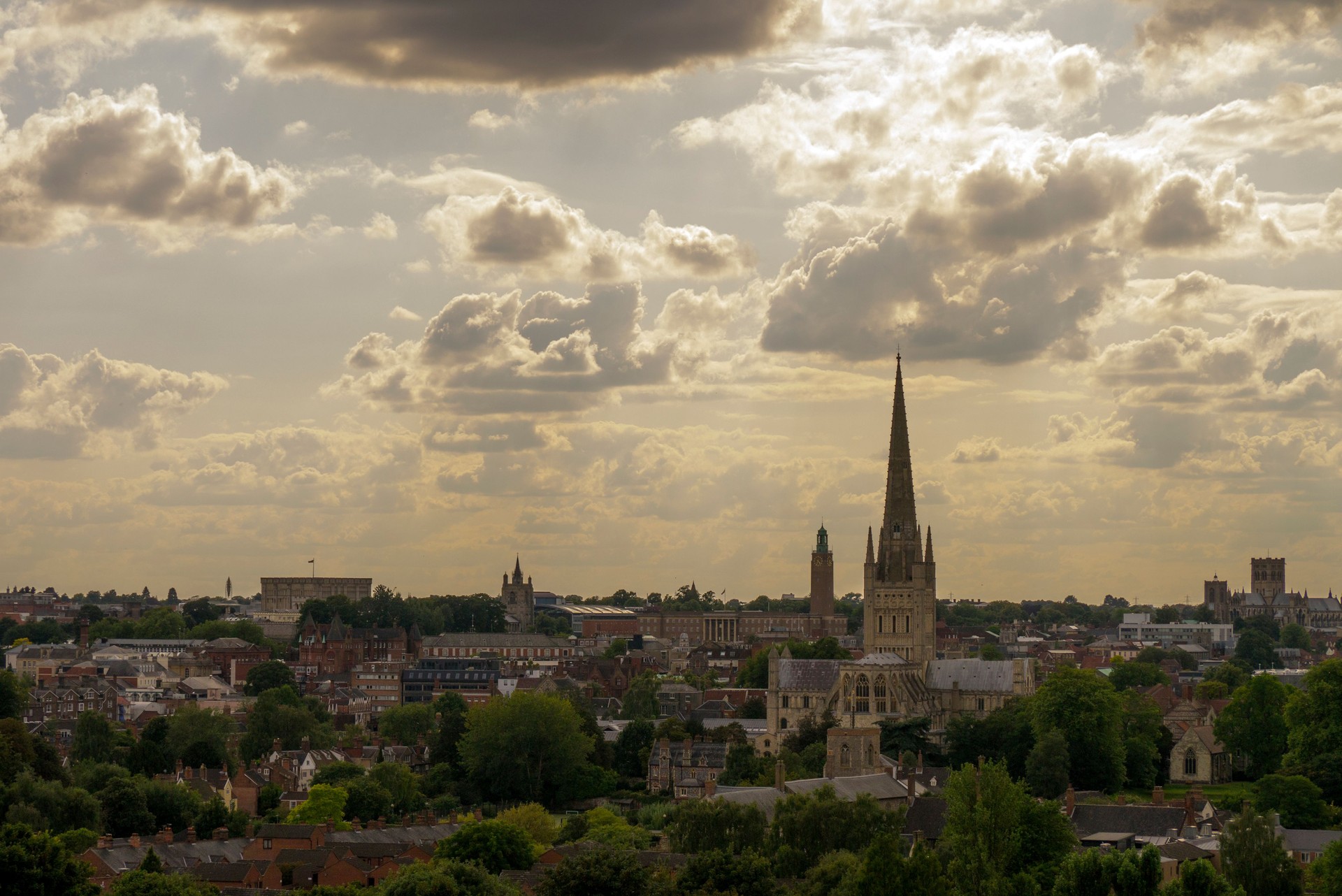 Skyline over Norwich, Norfolk, UK